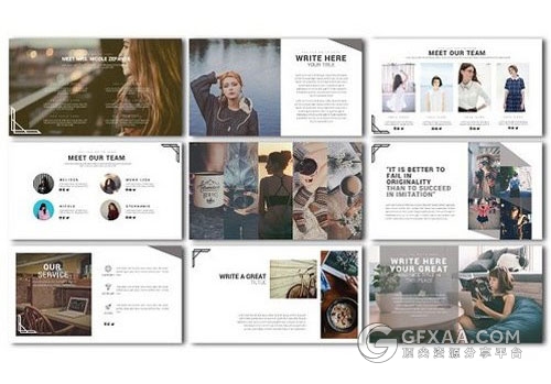 摄影图片展示极简风格PPT模板 - 顶尖PPT