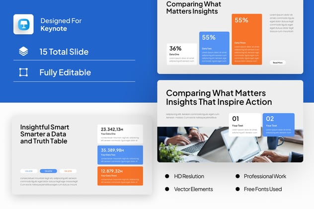 数据对比分析信息图表展示Keynote模板 - 顶尖PPT