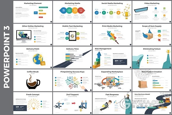 100页卡通图形人物多用途PPT模板 - 顶尖PPT