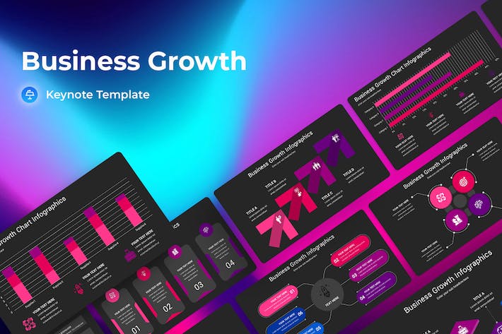 业务增长深色主题演讲Keynote模板 - 顶尖PPT