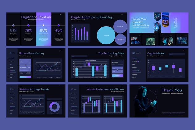 黑暗加密货币区块链交易PPT模板 - 顶尖PPT