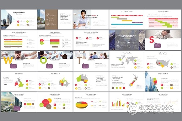 100页精美卡通人物图形商务PPT模板 - 顶尖PPT
