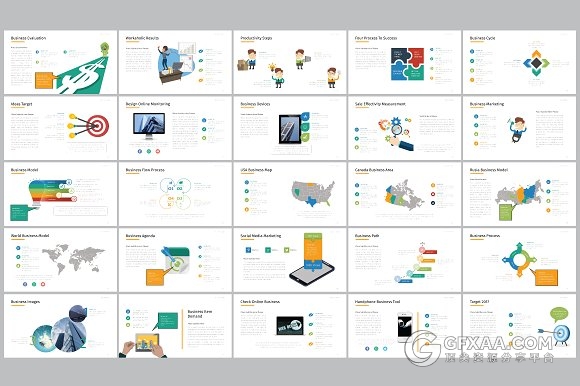 86页卡通人物商务多用途PPT模板 - 顶尖PPT