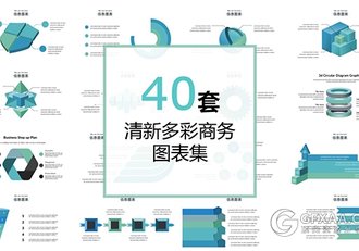 40页蓝色欧美商务数据图表合集 - 顶尖PPT