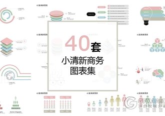 40页小清新商务图形图表PPT模板 - 顶尖PPT