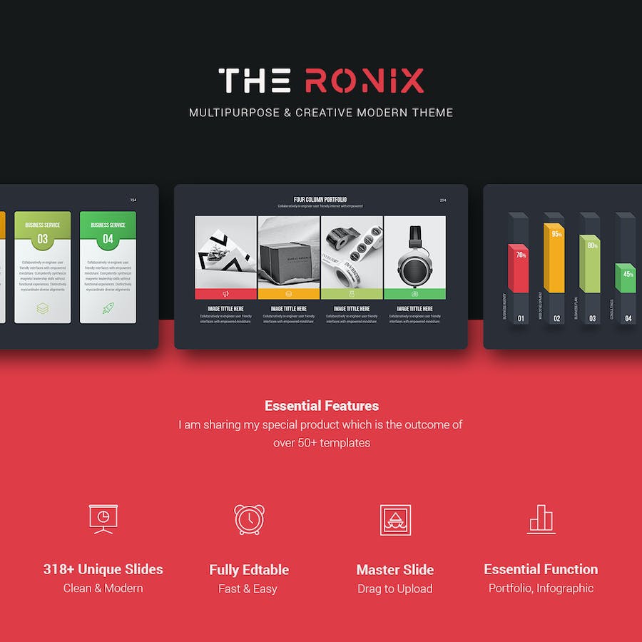 高端创意数据分析图形团队案例展示商务通用PPT模板 - 顶尖PPT