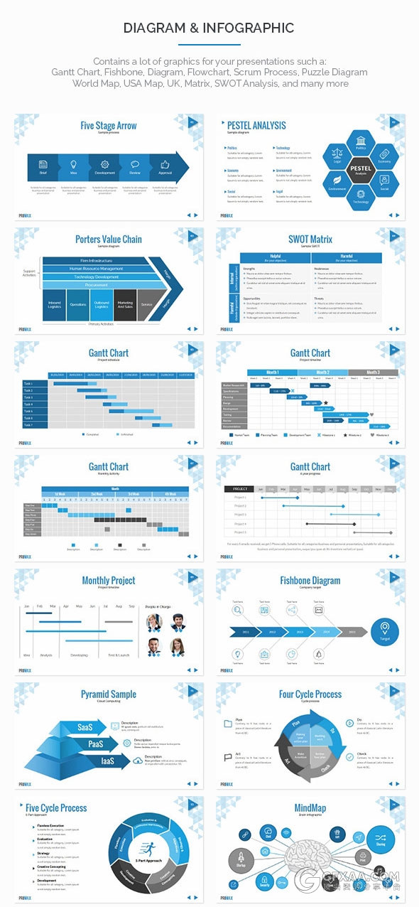 150页20种配色三角形组合商务PPT模板 - 顶尖PPT