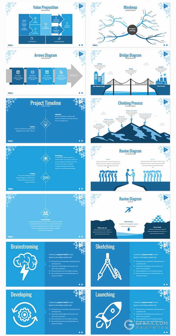 150页20种配色三角形组合商务PPT模板 - 顶尖PPT