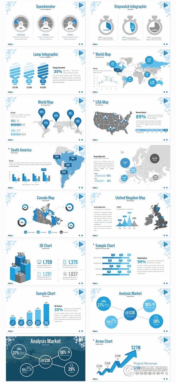 150页20种配色三角形组合商务PPT模板 - 顶尖PPT