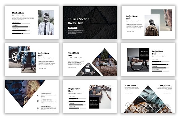 70页极简黑白风格PPT模板 - 顶尖PPT