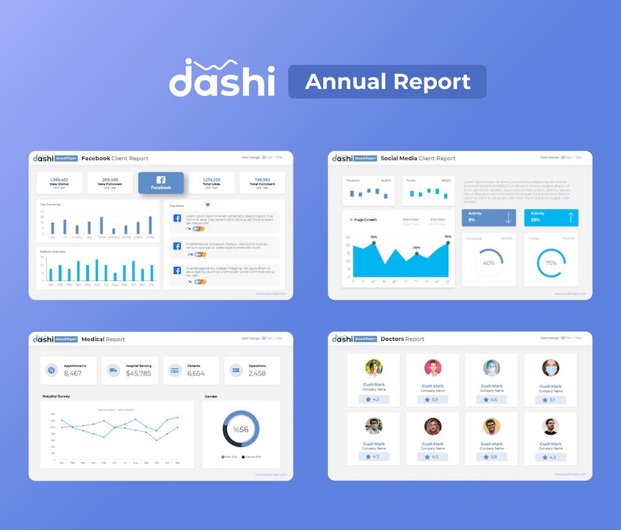 年度报告数据报表PPT模板 - 顶尖PPT
