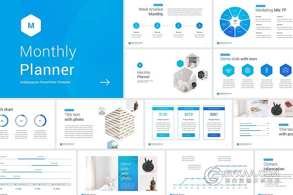 10种配色52页扁平化商务风格PPT模板 - 顶尖PPT