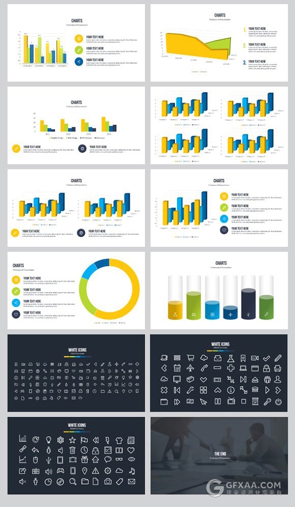 100页精美数据图表设计PPT模板 - 顶尖PPT