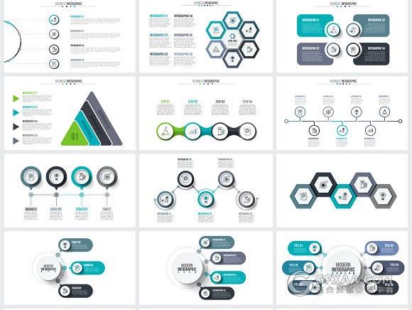 42页欧美微粒体风格数据图表7种格式 - 顶尖PPT
