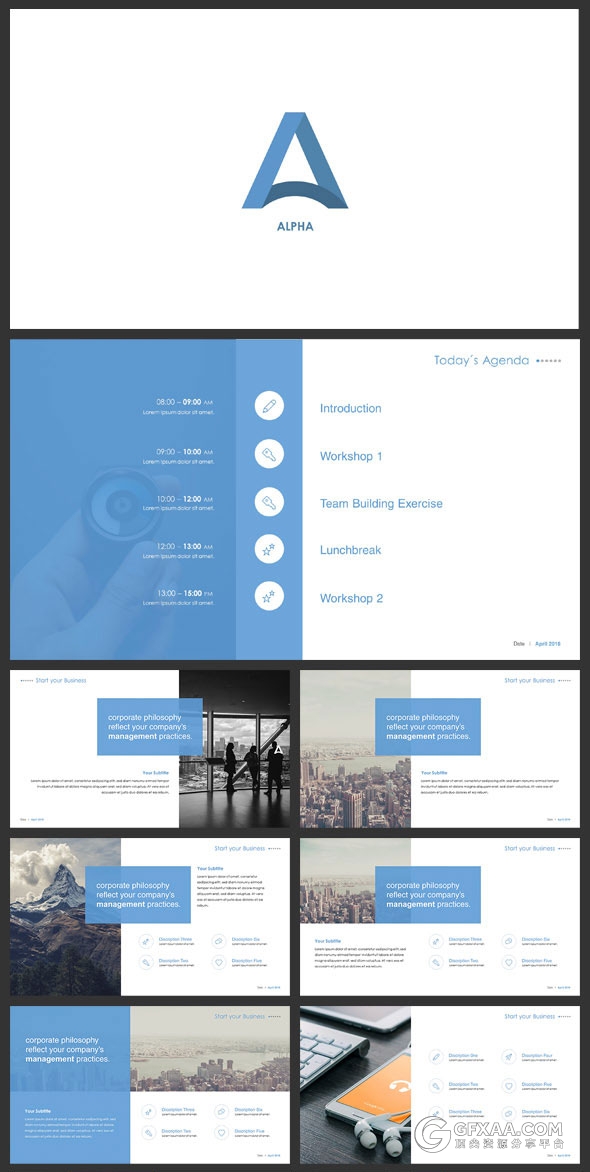 130页蓝色调高端大气商务keynote模板 - 顶尖PPT