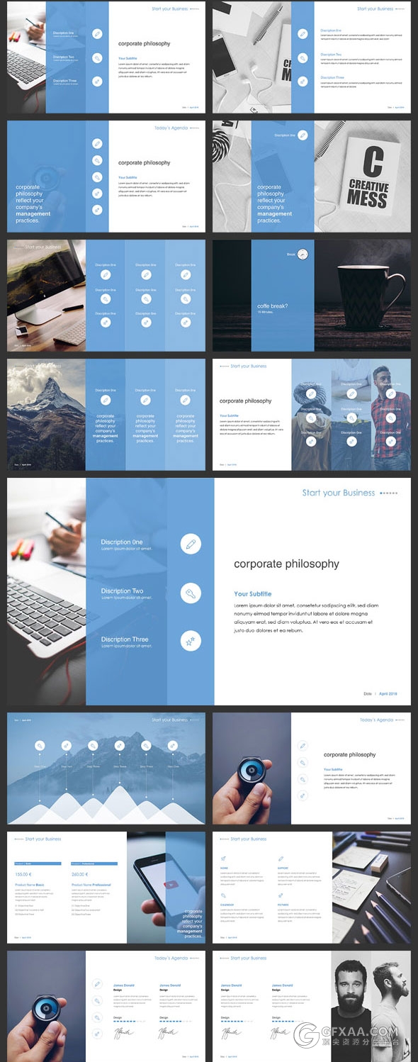 130页蓝色调高端大气商务keynote模板 - 顶尖PPT