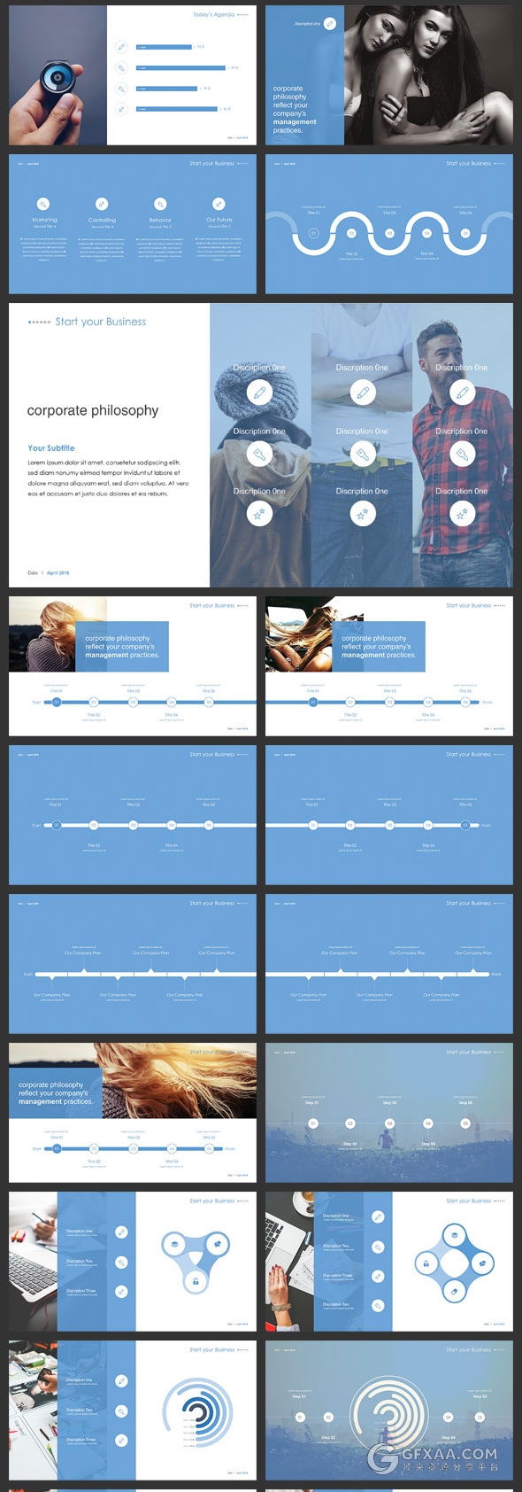 130页蓝色调高端大气商务keynote模板 - 顶尖PPT
