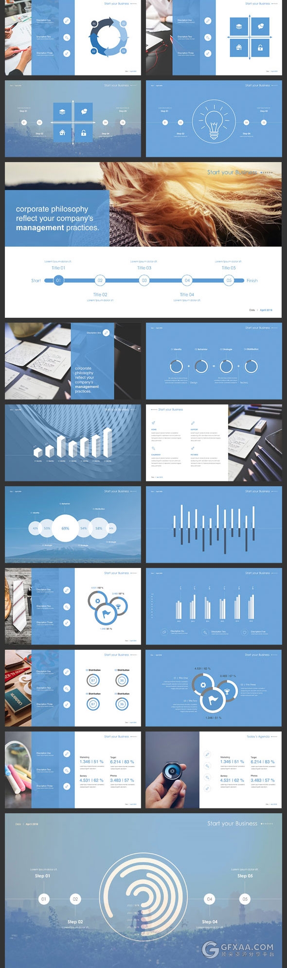 130页蓝色调高端大气商务keynote模板 - 顶尖PPT