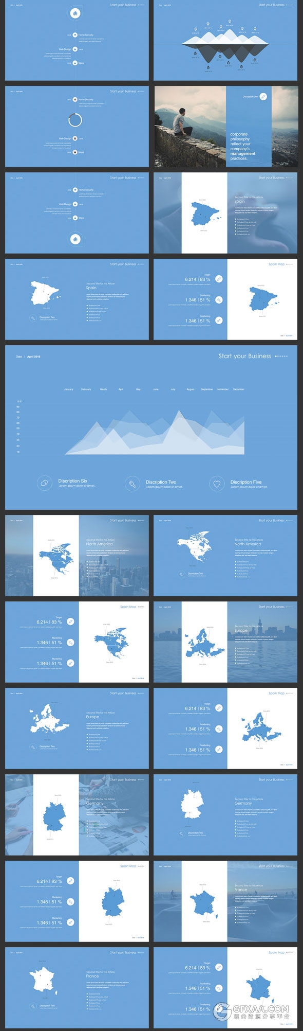 130页蓝色调高端大气商务keynote模板 - 顶尖PPT