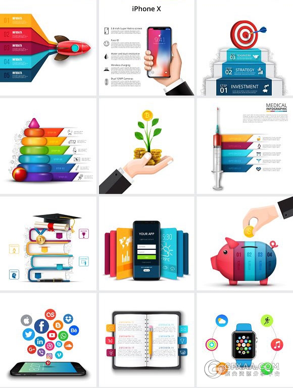 28款精美写实风格图形图标素材PSD格式 - 顶尖PPT