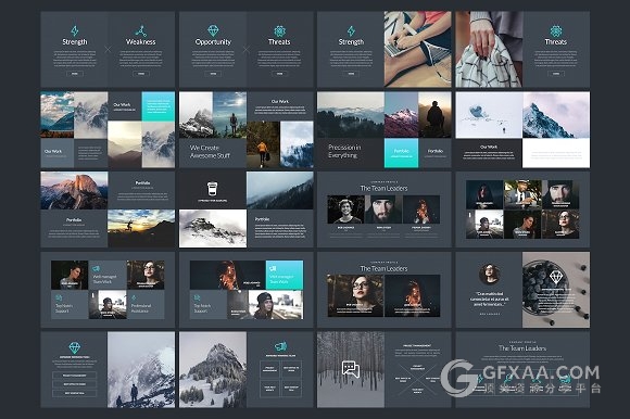 4种配色深色系精美keynote商务模板 - 顶尖PPT