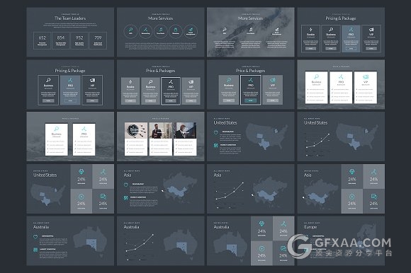 4种配色深色系精美keynote商务模板 - 顶尖PPT