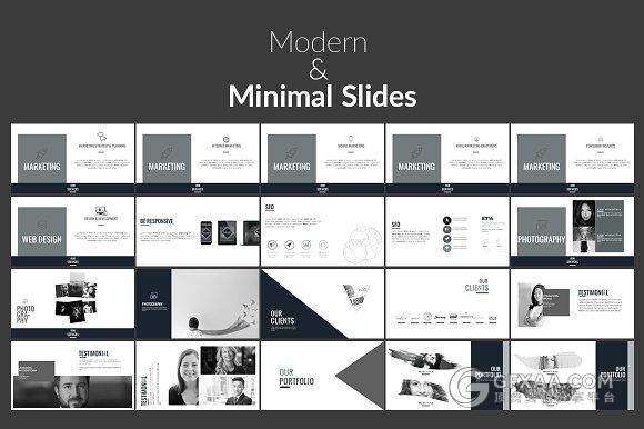 194页10种色彩模板简约大气PPT模板 - 顶尖PPT