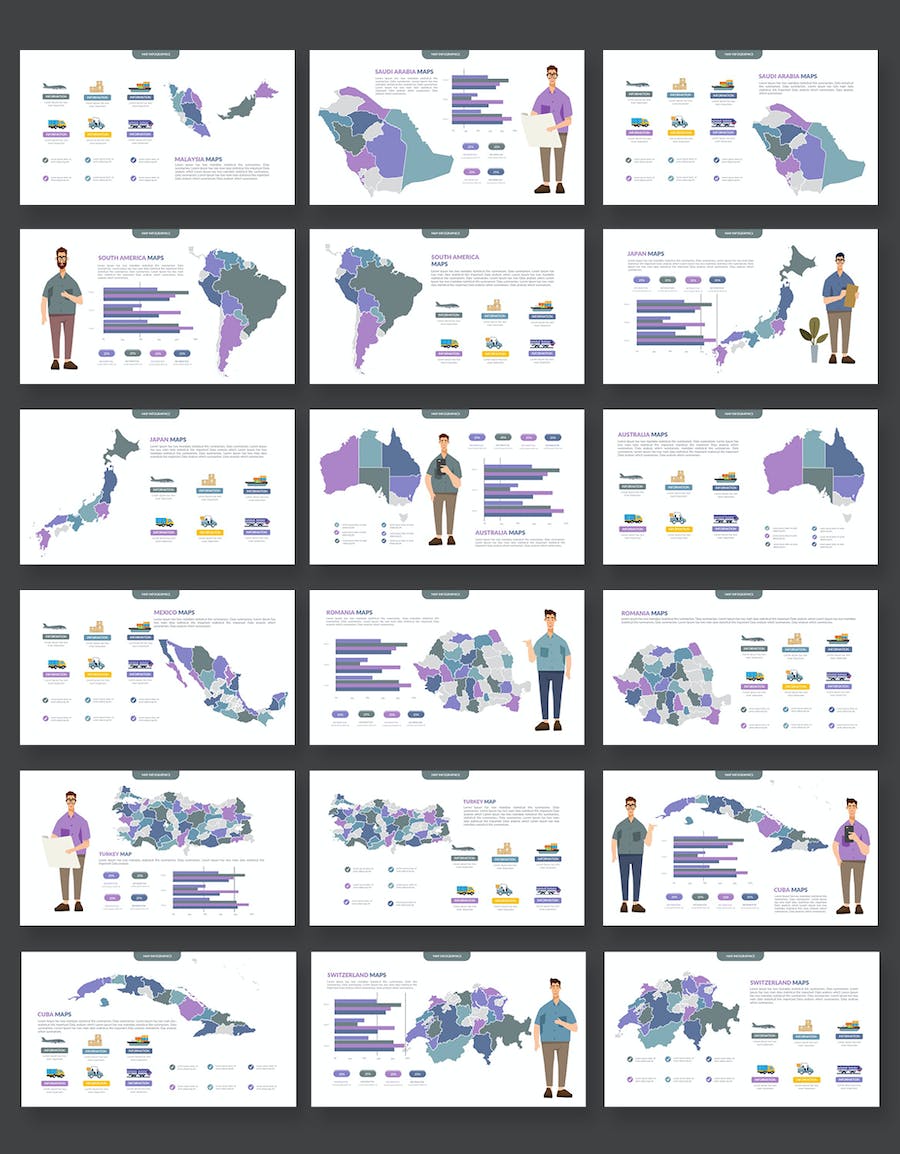 全世界各个国家地区及区域地图keynote模板 - 顶尖PPT