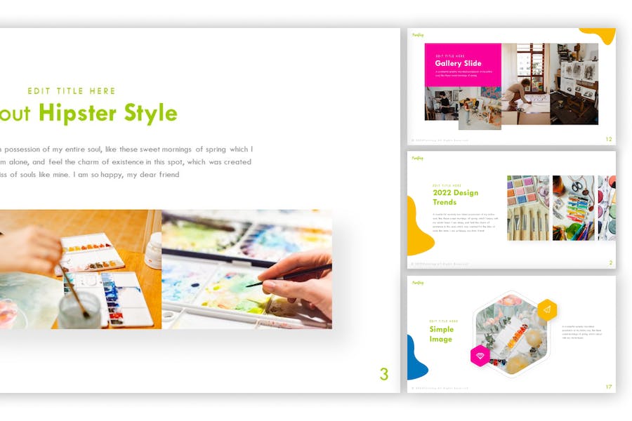 卡通儿童绘画艺术教育培训主题keynote模板 - 顶尖PPT