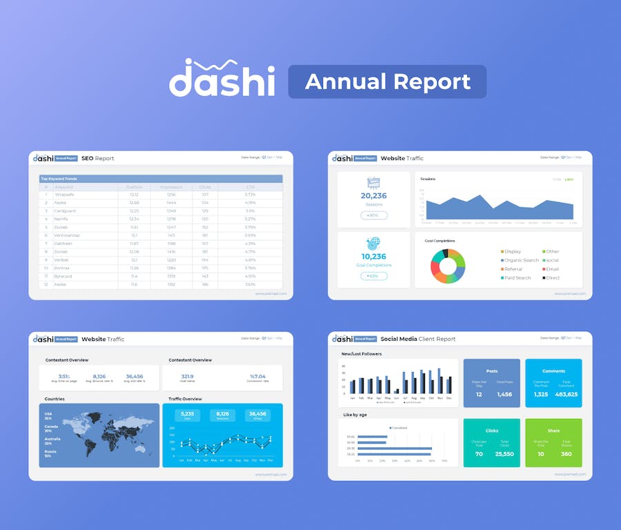 年度报告数据报表PPT模板 - 顶尖PPT