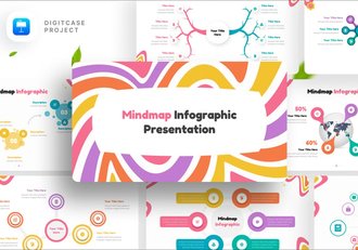 彩色发散性思维导图架构图形keynote模板 - 顶尖PPT