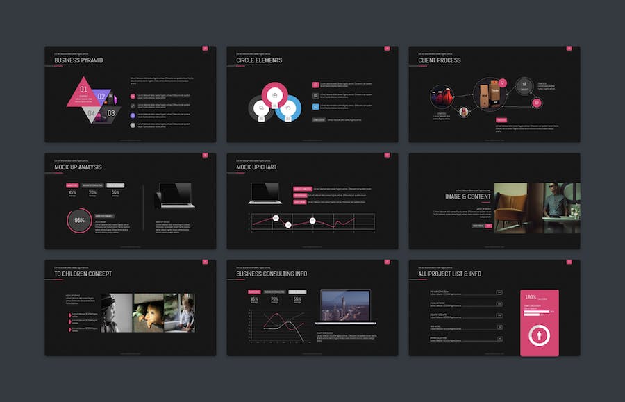 欧美创意黑底企业团队介绍商务通用PPT模板 - 顶尖PPT