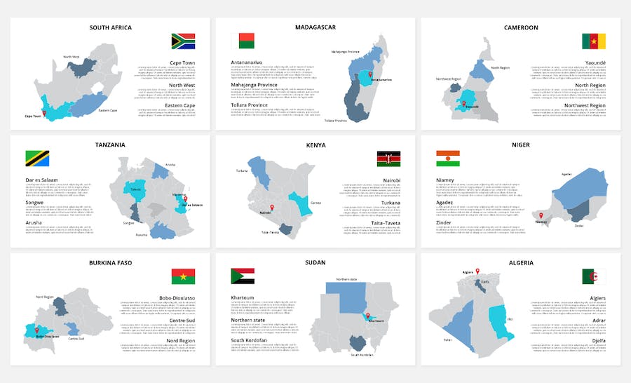 非洲各个国家地图图形PPT目的 - 顶尖PPT