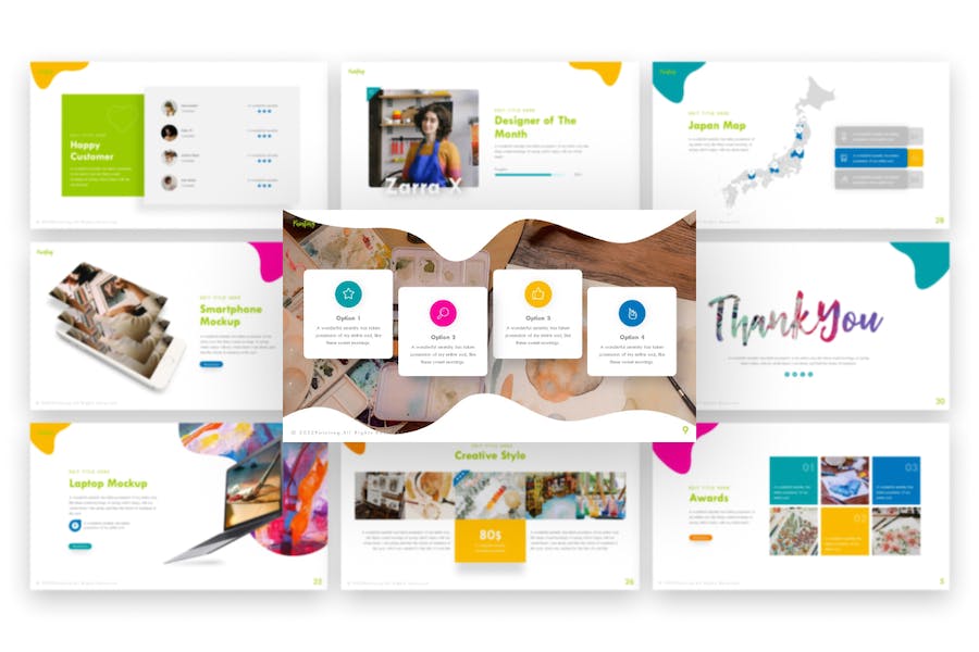 卡通儿童绘画艺术教育培训主题keynote模板 - 顶尖PPT