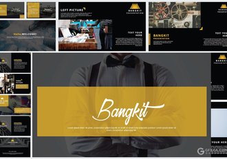 94页黑黄搭配商务艺术风格PPT模板 - 顶尖PPT