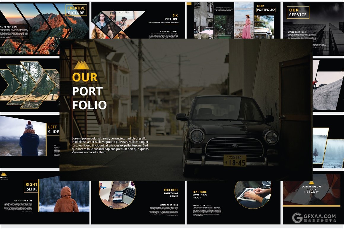 94页黑黄搭配商务艺术风格PPT模板 - 顶尖PPT