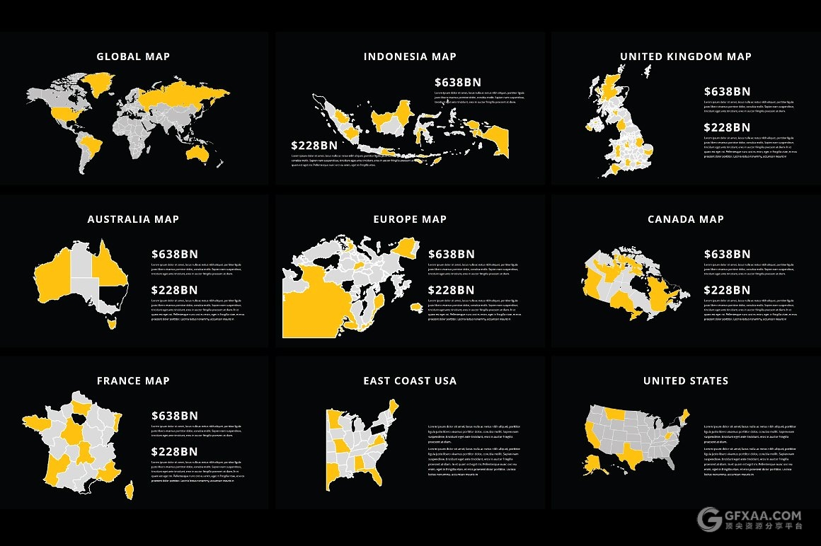 94页黑黄搭配商务艺术风格PPT模板 - 顶尖PPT