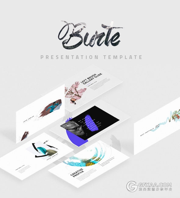 150页简约风格泼墨笔刷剪影keynote模板 - 顶尖PPT