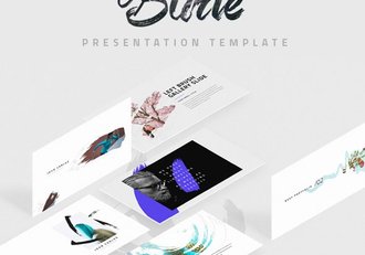 150页简约风格泼墨笔刷剪影keynote模板 - 顶尖PPT