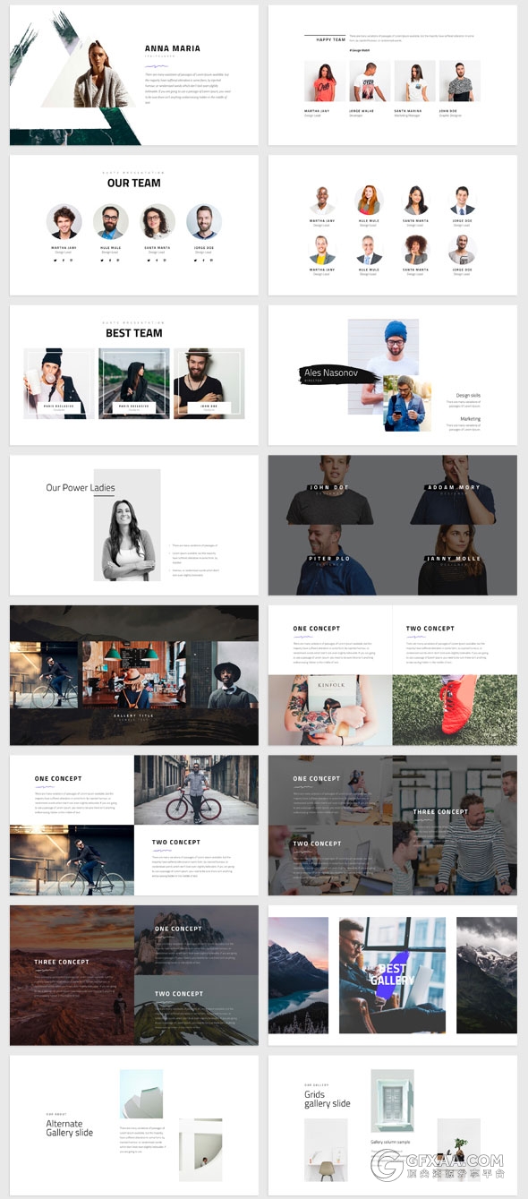 150页简约风格泼墨笔刷剪影keynote模板 - 顶尖PPT