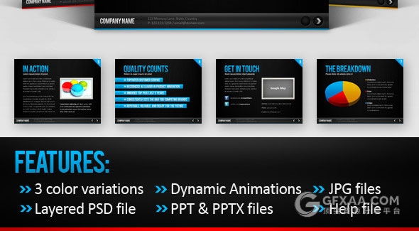 3种配色4：3商务多用途PPT模板 - 顶尖PPT