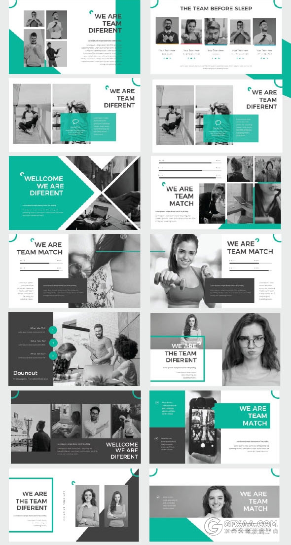 3种配色创意图形103页商务风格PPT模板 - 顶尖PPT