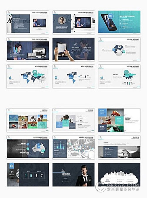 100页渐变色商务多用途PPT模板10种配色 - 顶尖PPT