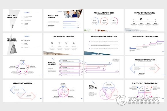 113简约多边形切割组合商务PPT模板 - 顶尖PPT