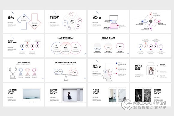 113简约多边形切割组合商务PPT模板 - 顶尖PPT
