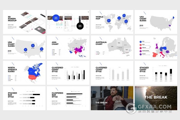 113简约多边形切割组合商务PPT模板 - 顶尖PPT