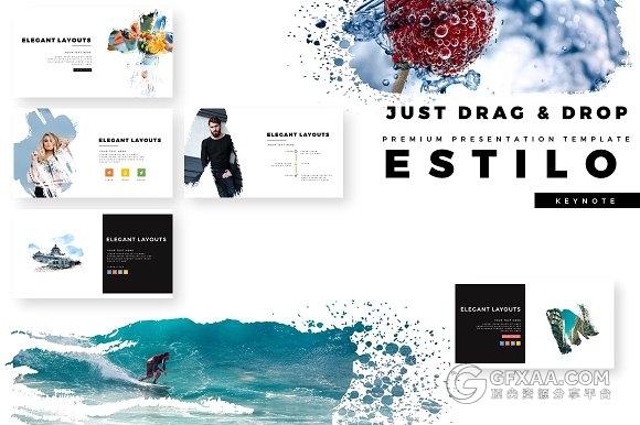 103页泼墨剪影图片文艺风格keynote模板 - 顶尖PPT