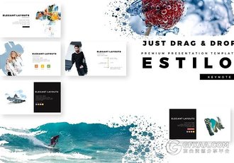 103页泼墨剪影图片文艺风格keynote模板 - 顶尖PPT