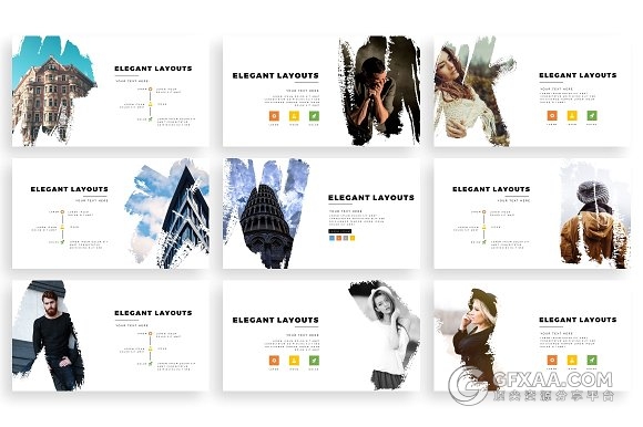 103页泼墨剪影图片文艺风格keynote模板 - 顶尖PPT