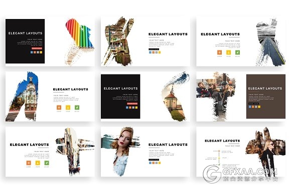 103页泼墨剪影图片文艺风格keynote模板 - 顶尖PPT